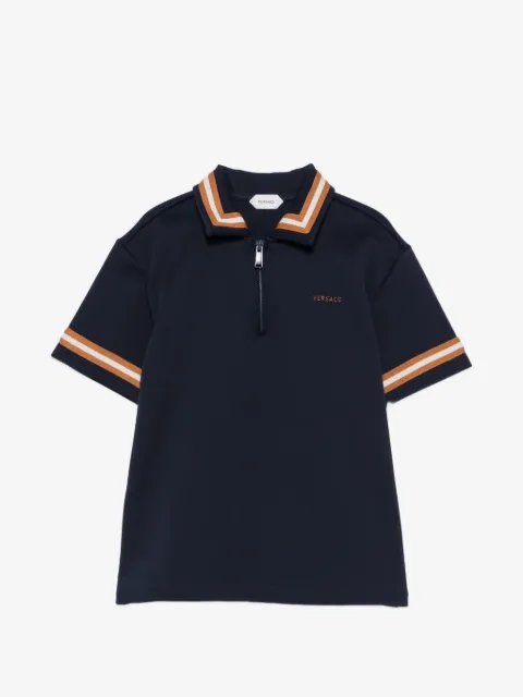 Versace Kids logo-embroidered zip-up polo shirt
