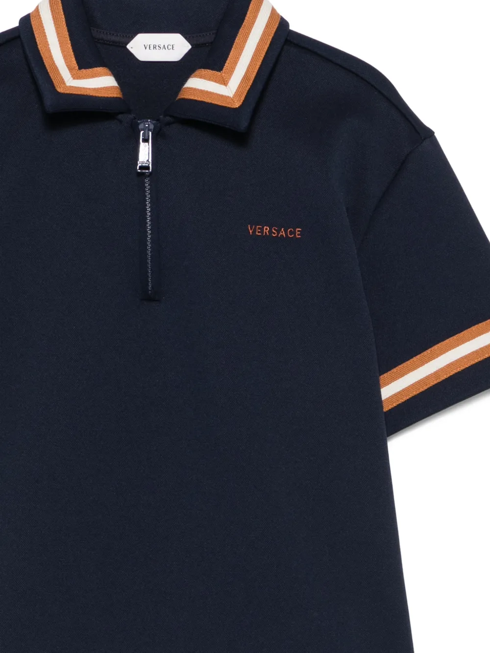 Versace Kids Poloshirt met geborduurd logo Blauw