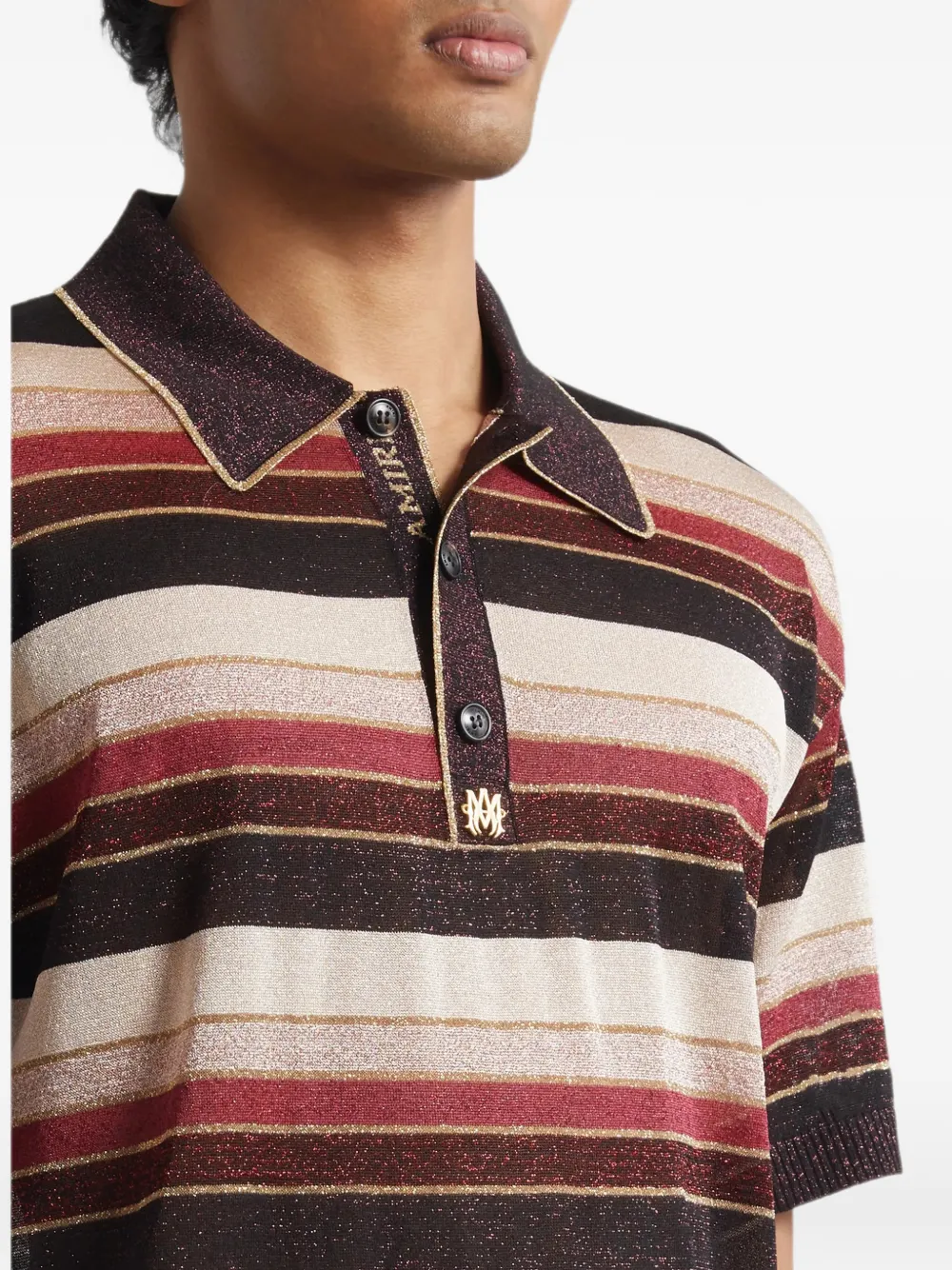 AMIRI Gestreept poloshirt met glitters-effect Bruin