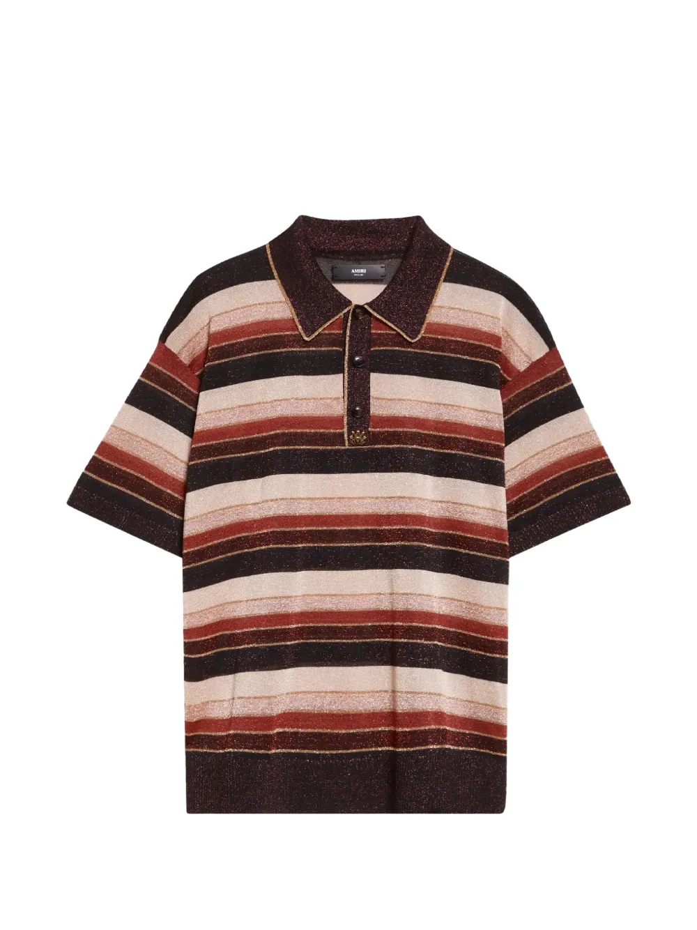 AMIRI striped glitter-effect polo shirt - Marrone