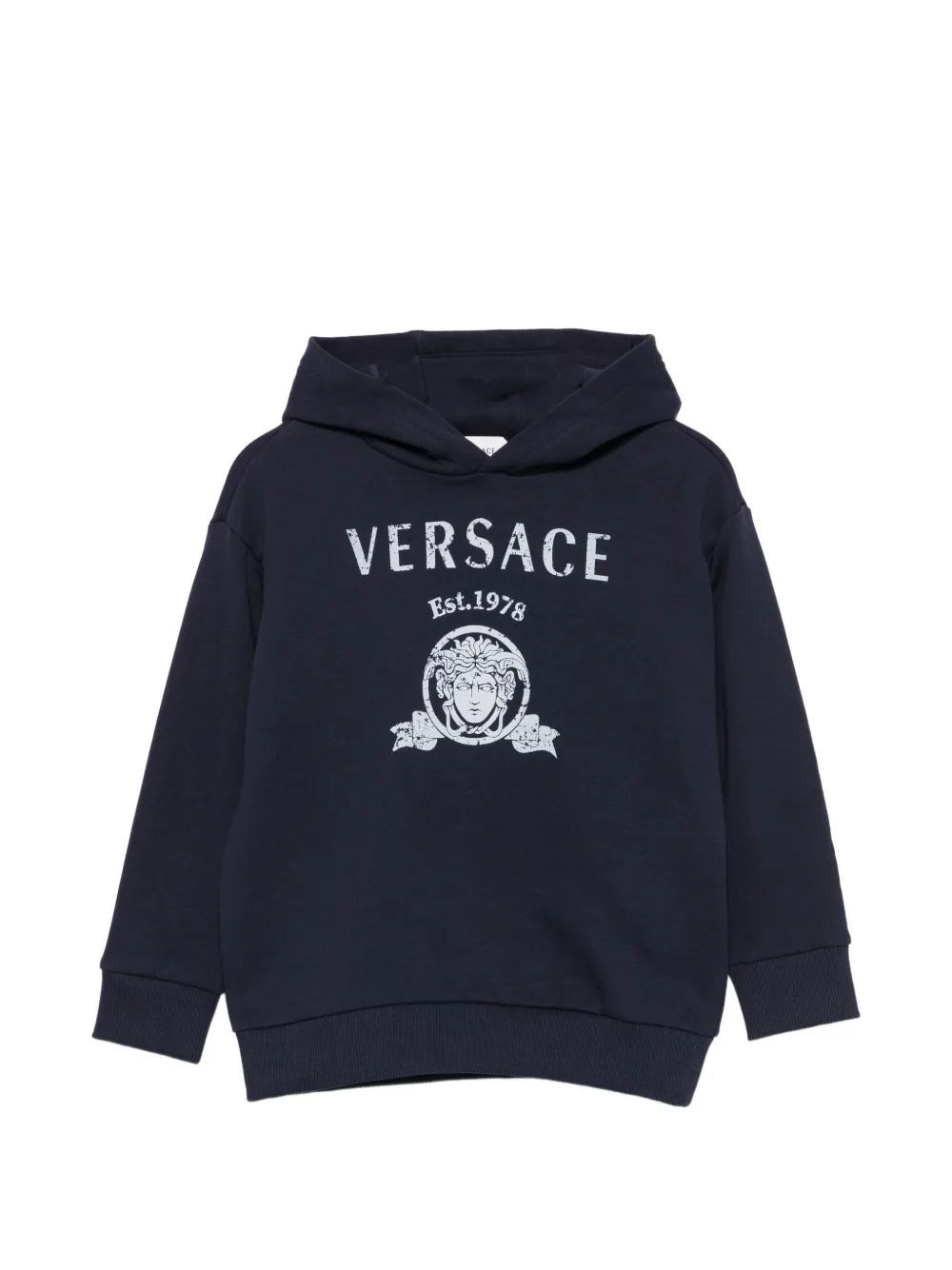 Versace Kids logo-print hoodie - Blu