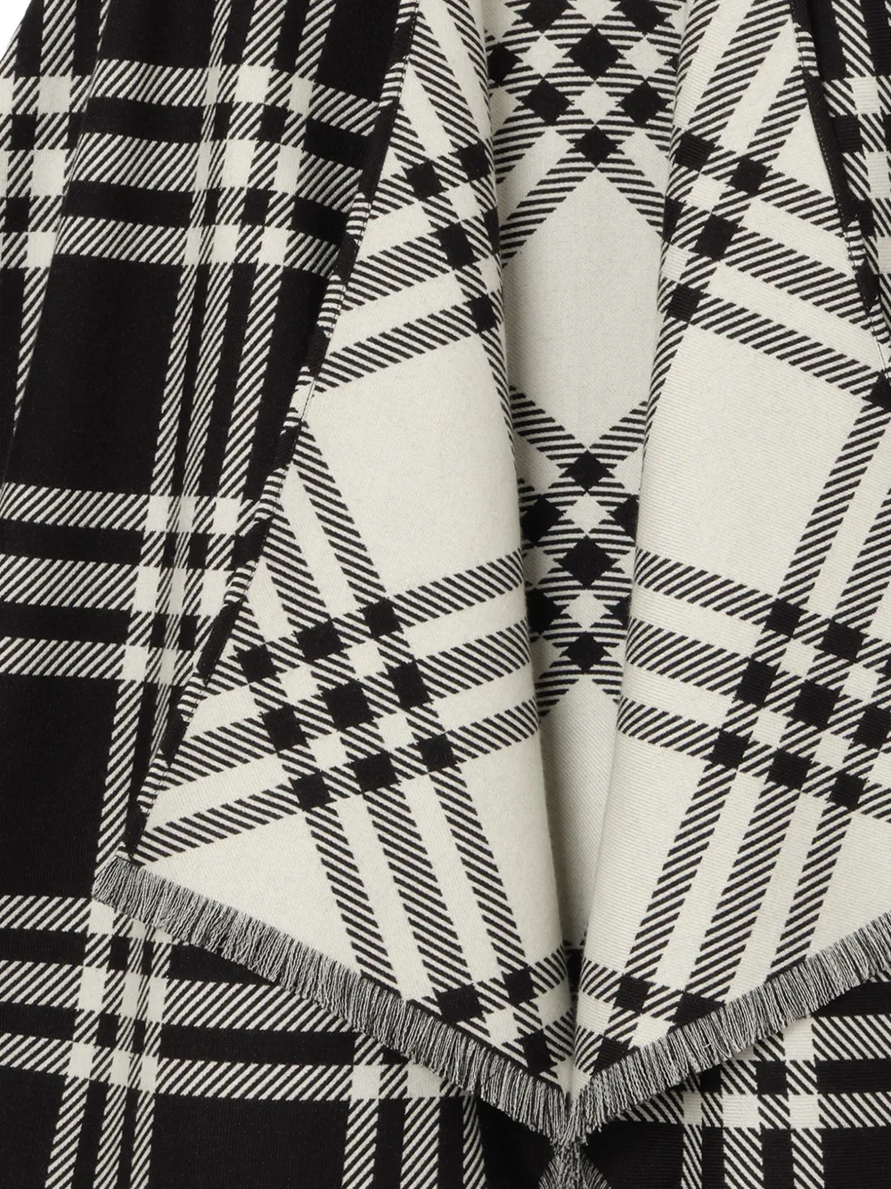 Burberry Geruite wollen kasjmier cape Zwart