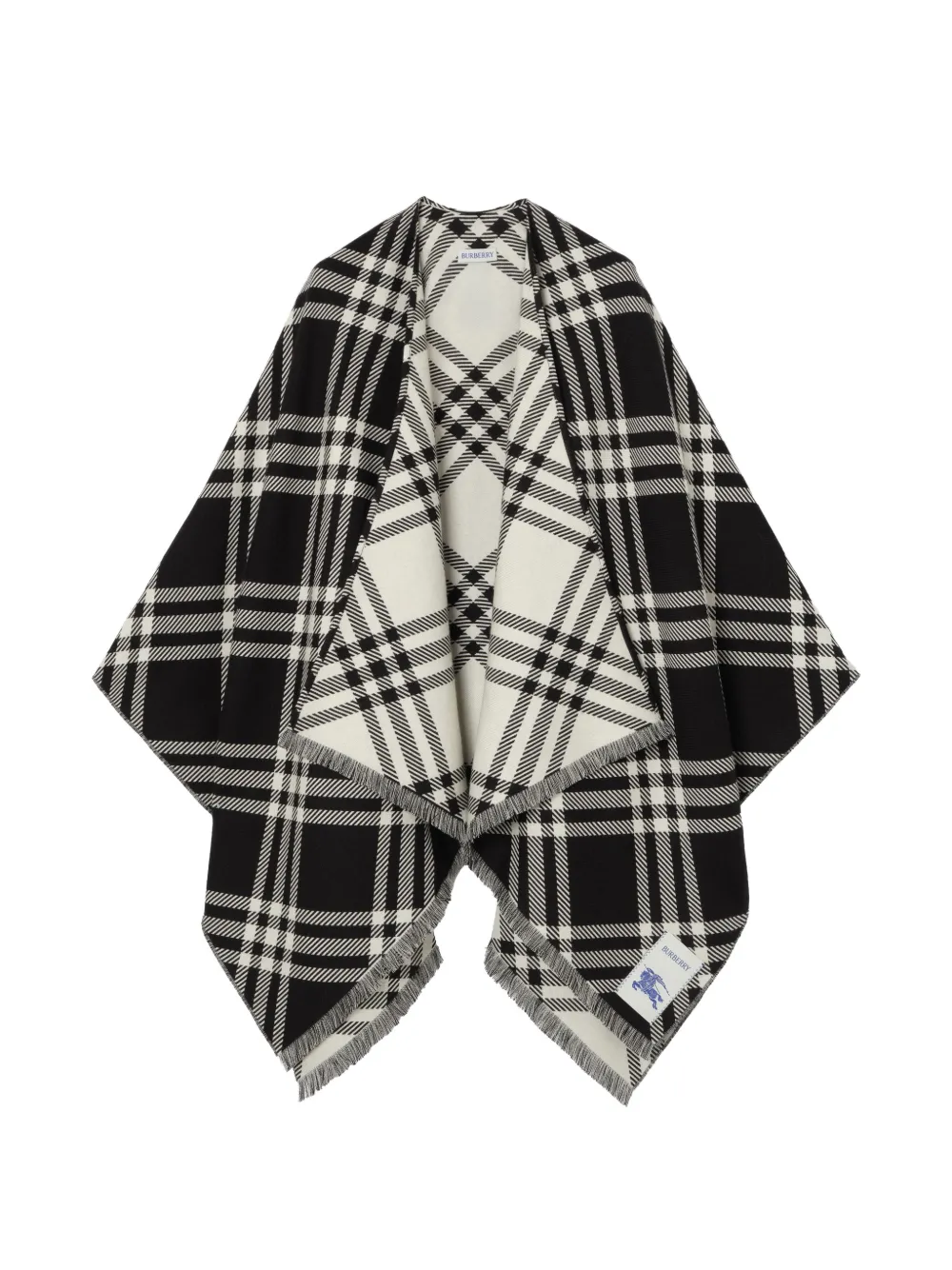 Burberry Check wool silk cashmere cape - Black