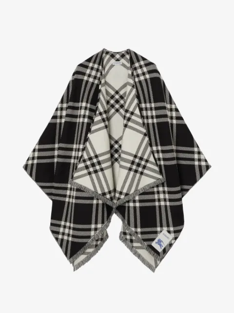 Burberry capa con cuadros estampados y flecos