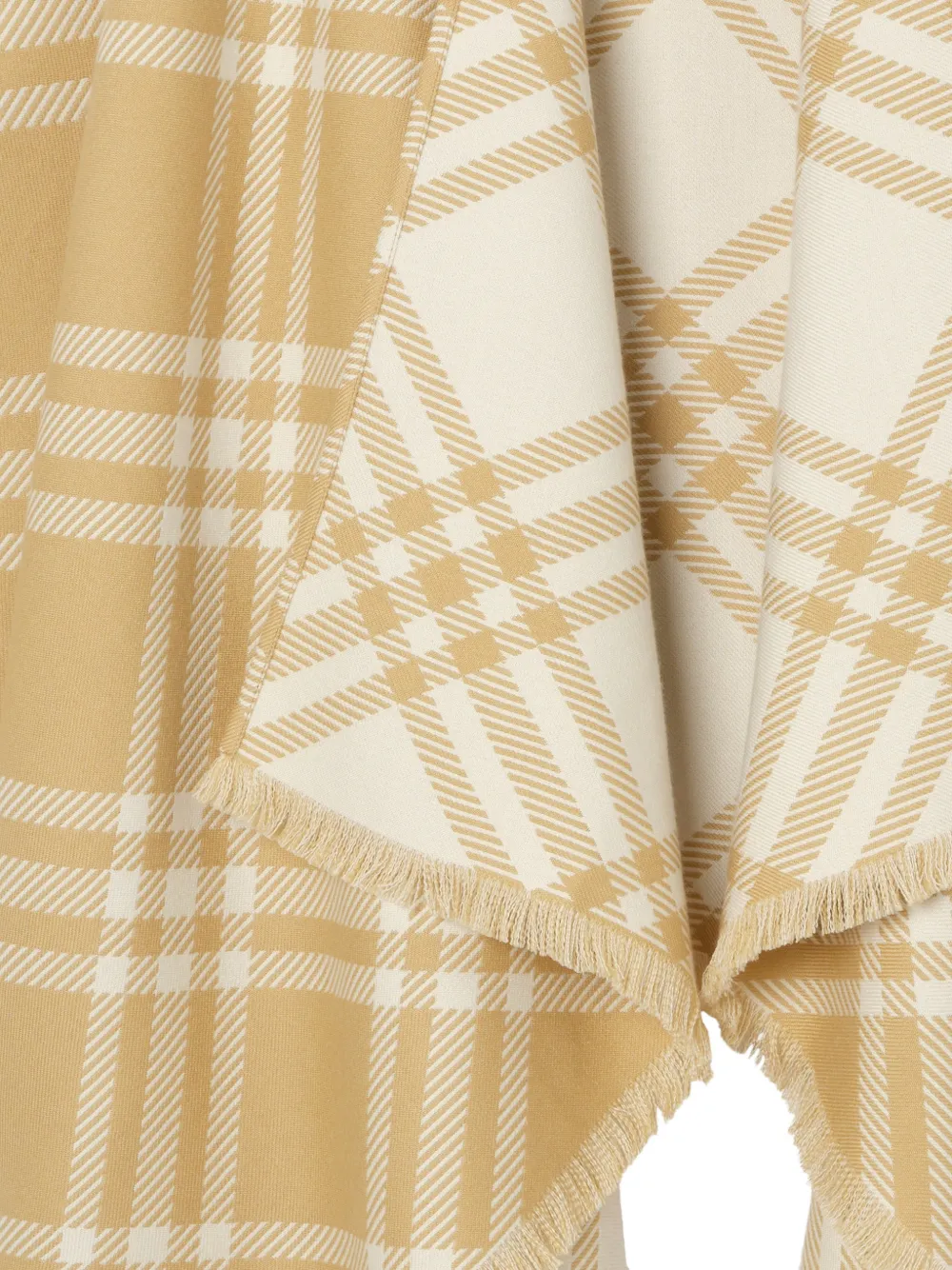 Burberry Geruite wollen zijden kasjmier cape Beige