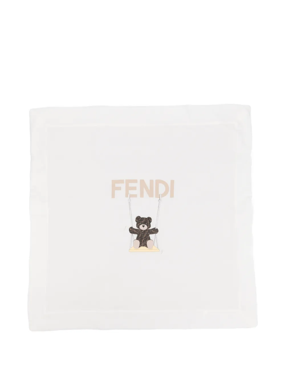 Fendi Kids FF-logo teddy-bear blanket - Bianco