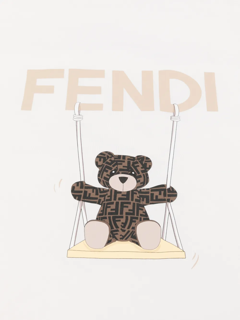 Fendi Kids Deken met teddybeer en FF-logo Wit