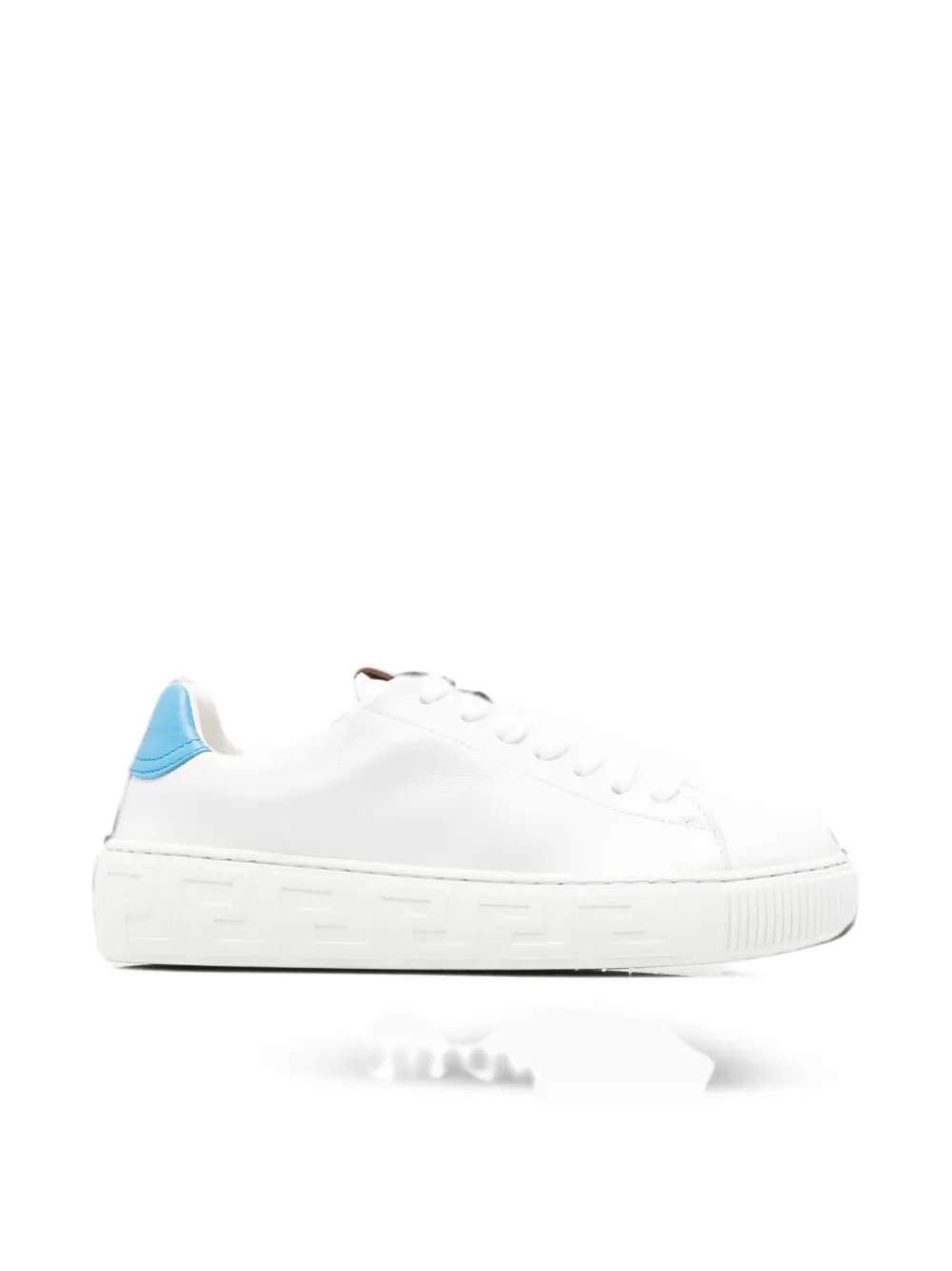 Versace Kids Greca-sole leather sneakers Wit