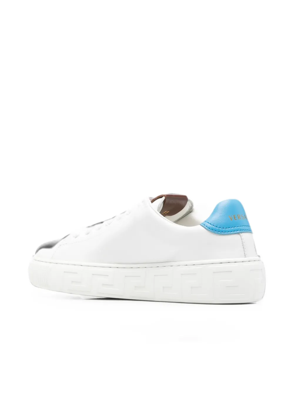 Versace Kids Greca-sole leather sneakers Wit