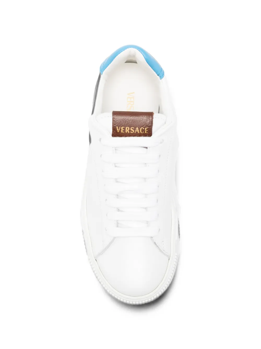 Versace Kids Greca-sole leather sneakers Wit