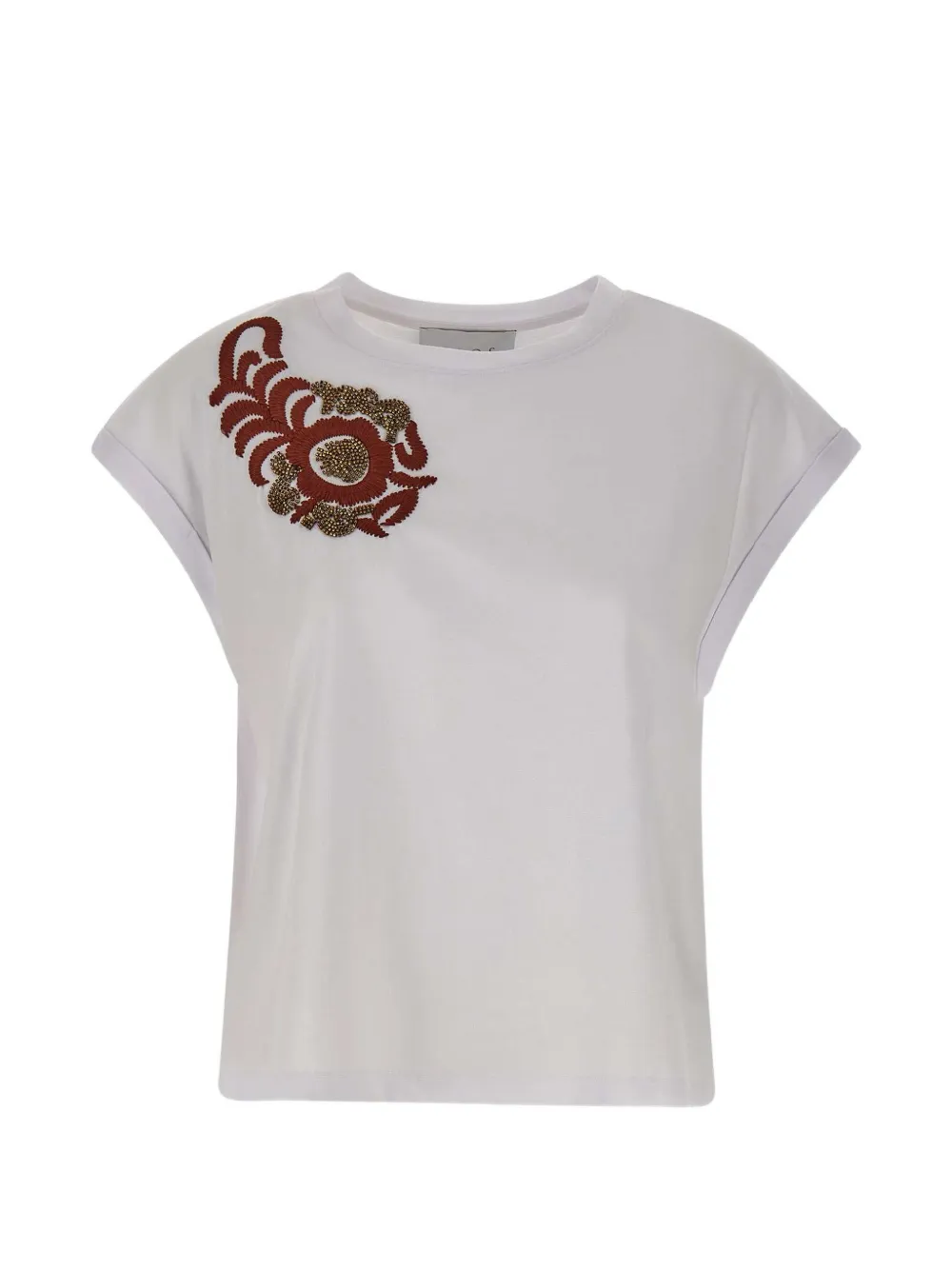 kaos floral-embroidered sequin-embellished T-shirt - Bianco
