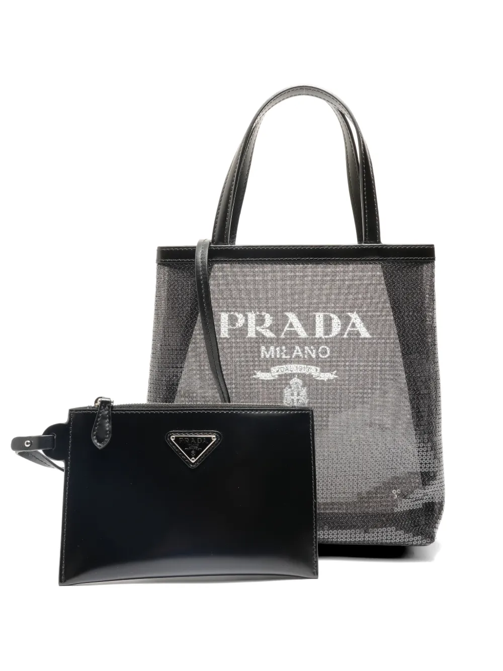 Prada Pre-Owned 2022 sequin mesh tote bag - Nero