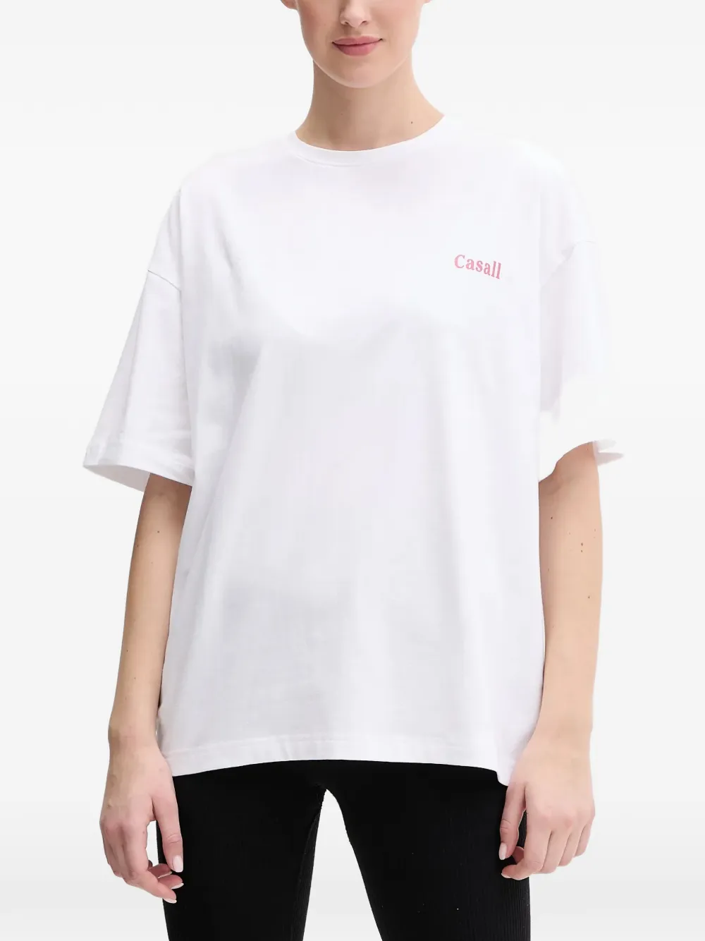 Casall logo-print drop-shoulder T-shirt - Bianco