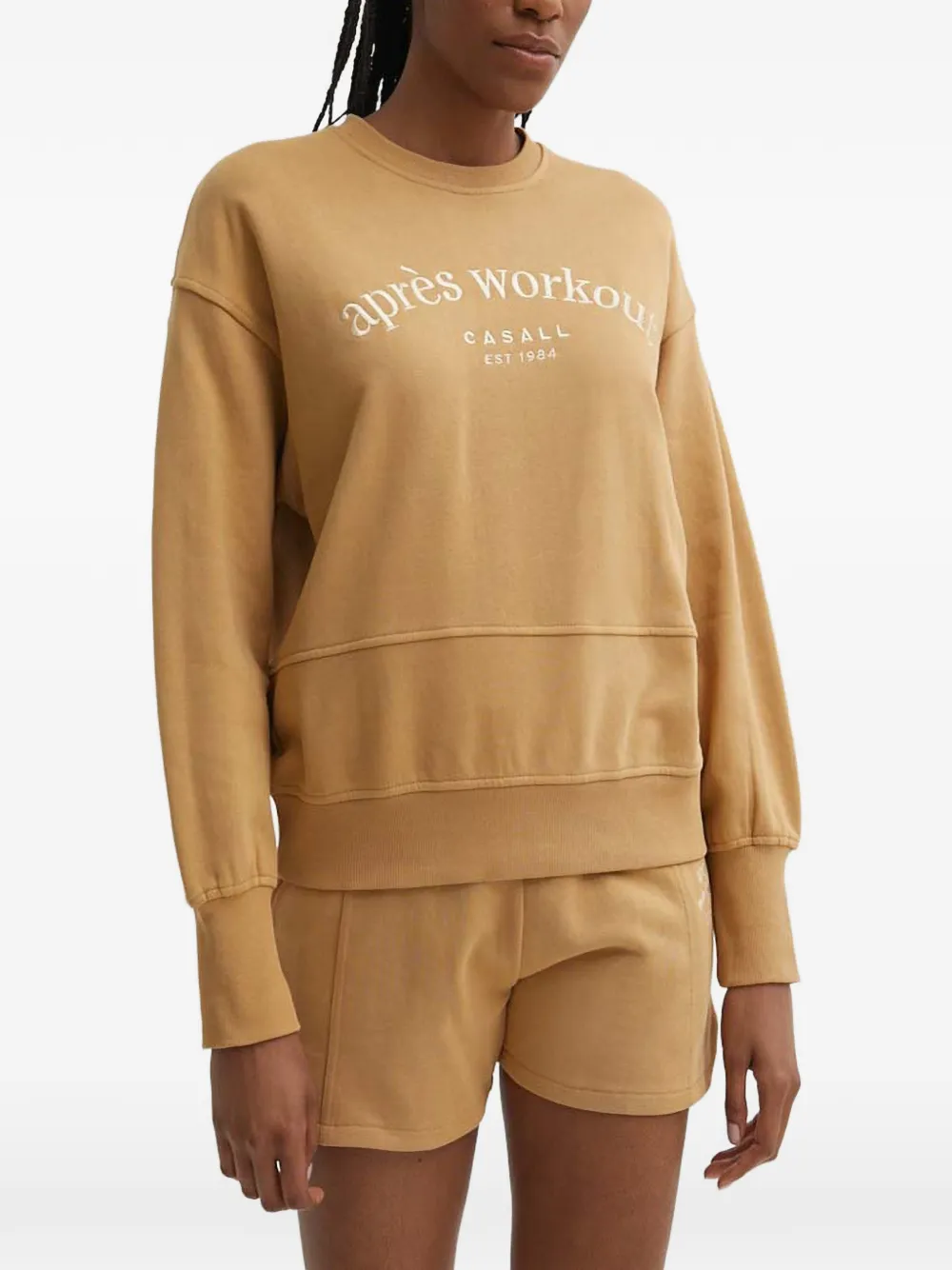 Casall logo-embroidered dropped-shoulder sweater - Braun