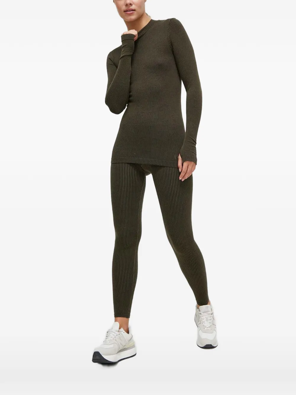 Casall ribbed-knit thumb-slot top - Grün
