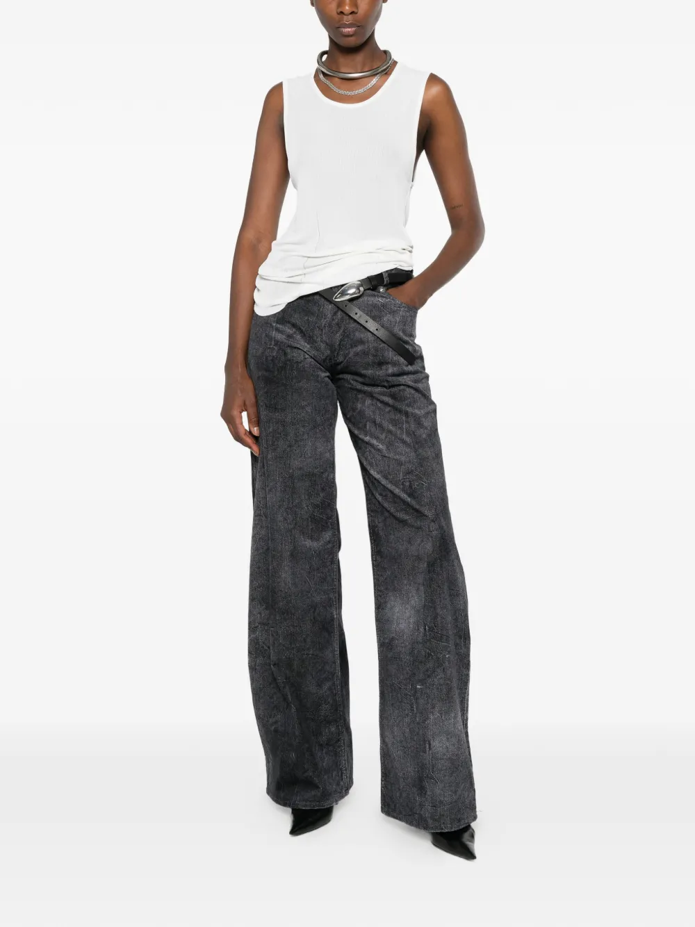 Marie Adam-Leenaerdt Fluwelen jeans met wassing Grijs