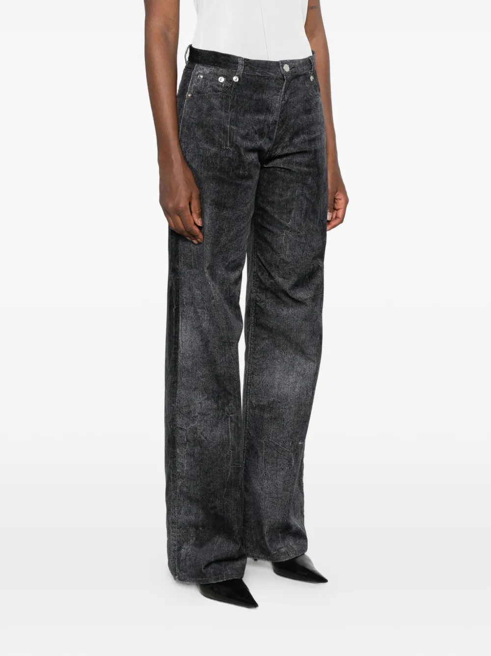 Marie Adam-Leenaerdt Fluwelen jeans met wassing Grijs