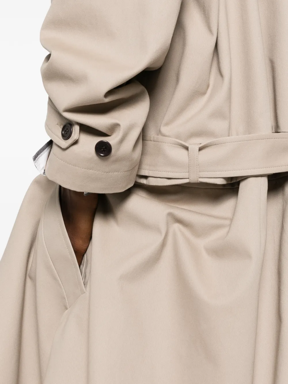 Marie Adam-Leenaerdt Trenchcoat met dubbele rij knopen en ceintuur Beige