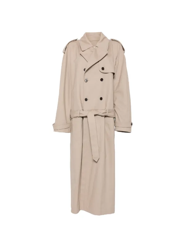 Marie Adam-Leenaerdt Double-breasted Belted Trench Coat in Neutrals