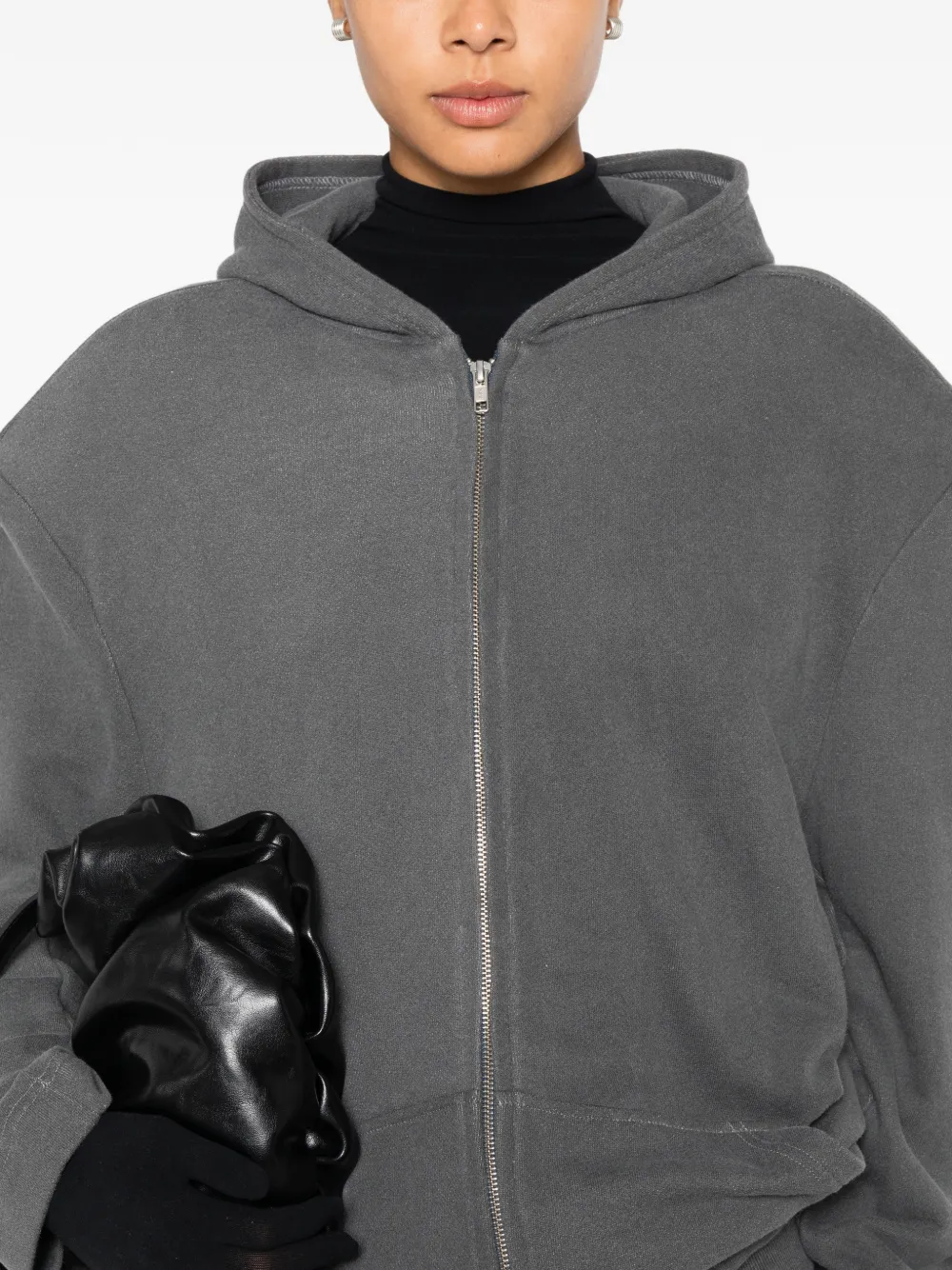 Marie Adam-Leenaerdt Zip-up Dropped-shoulder Hoodie in Grey, view 5