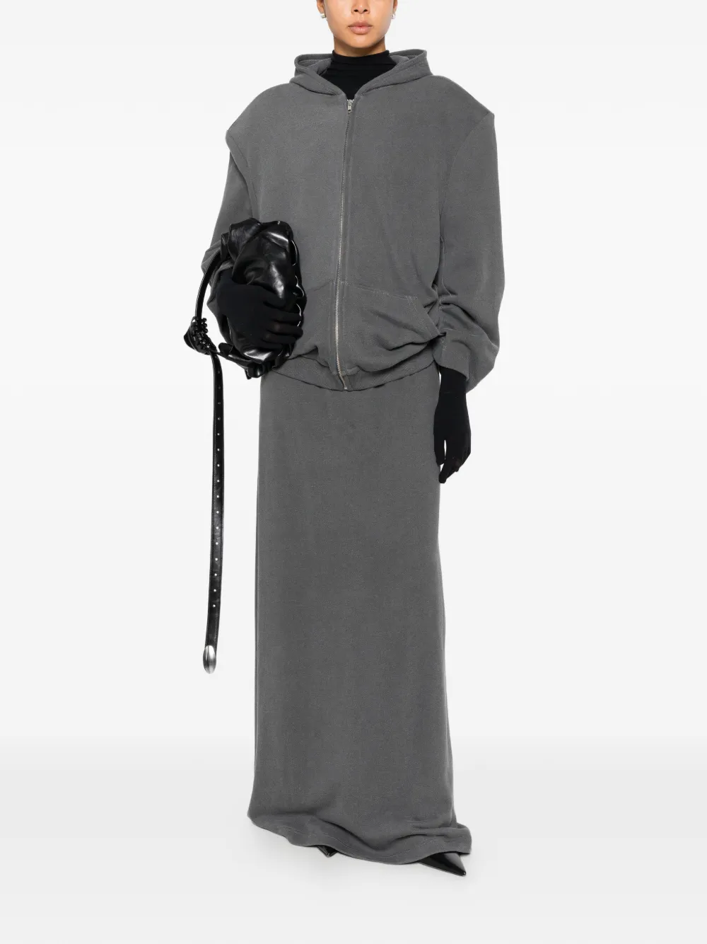 Marie Adam-Leenaerdt Zip-up Dropped-shoulder Hoodie in Grey, view 2