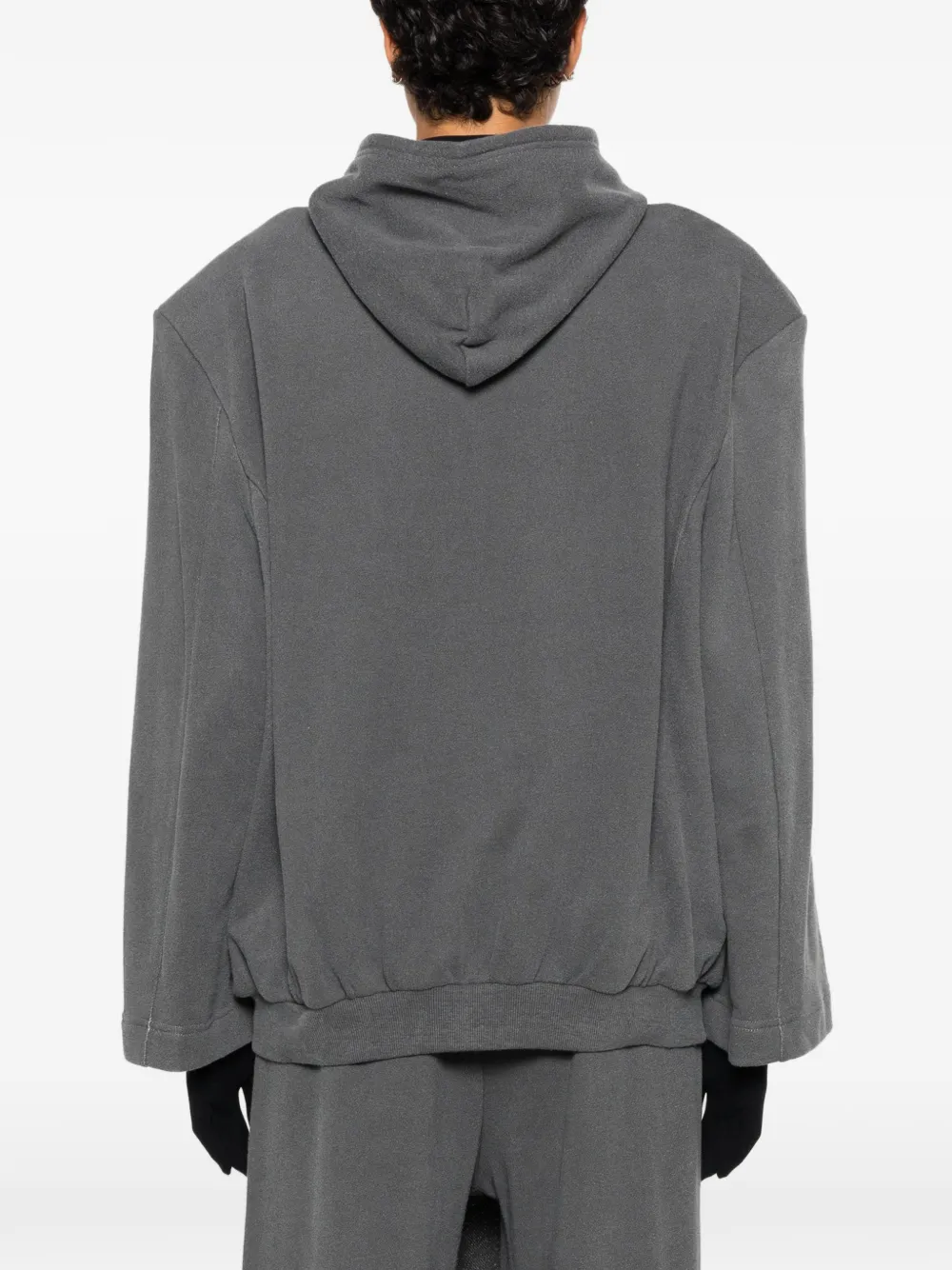 Marie Adam-Leenaerdt Zip-up Dropped-shoulder Hoodie in Grey, view 4