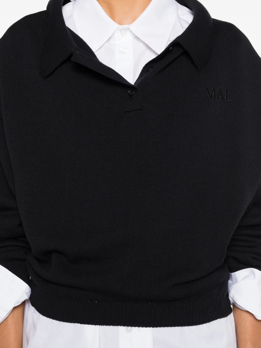Marie Adam-Leenaerdt Logo-embroidered Polo-style Sweater in Black, view 5