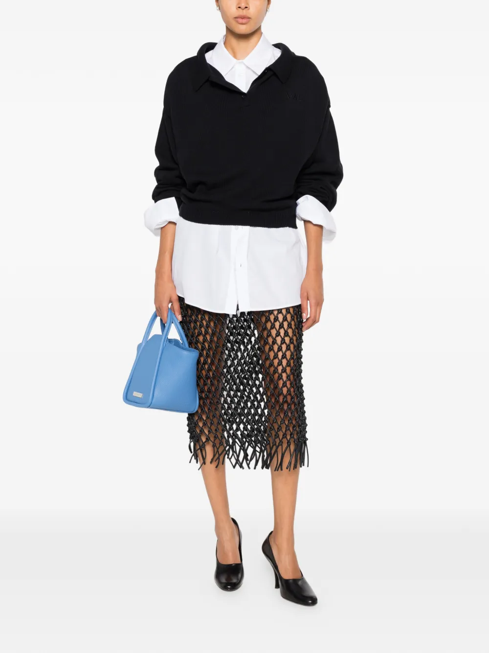 Marie Adam-Leenaerdt Logo-embroidered Polo-style Sweater in Black, view 2