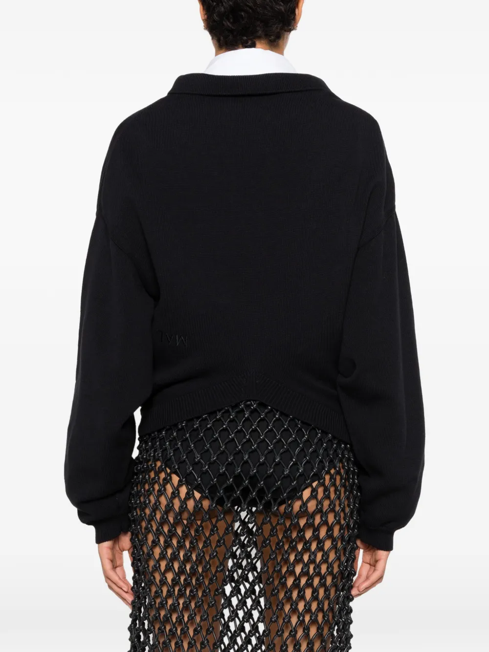 Marie Adam-Leenaerdt Logo-embroidered Polo-style Sweater in Black, view 4