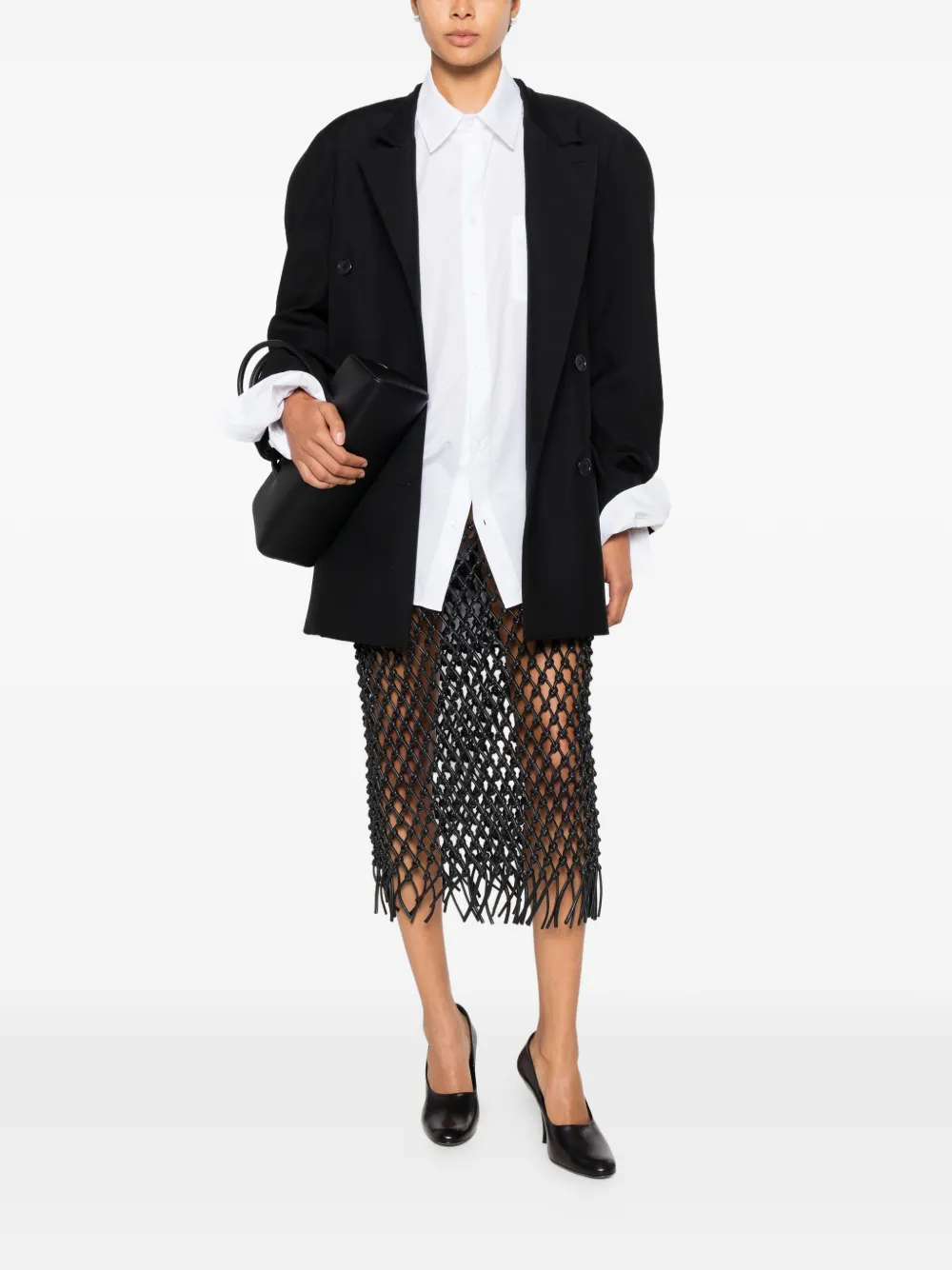 Marie Adam-Leenaerdt Oversized Chest-pocket Shirt in White, view 2