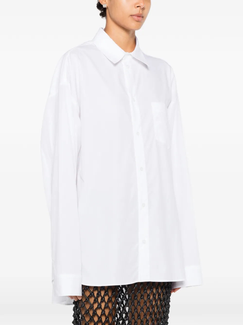 Marie Adam-Leenaerdt Oversized Chest-pocket Shirt in White, view 3