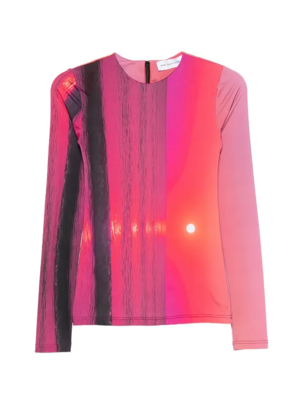 Marie Adam-Leenaerdt Abstract-print Rear-zip Top in Pink