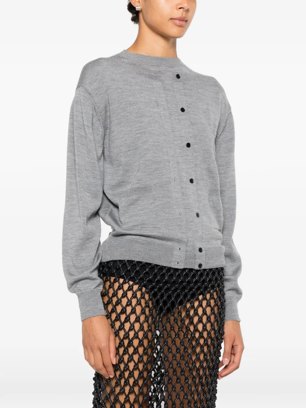 Marie Adam-Leenaerdt Button-up vest met uitgesneden details Grijs