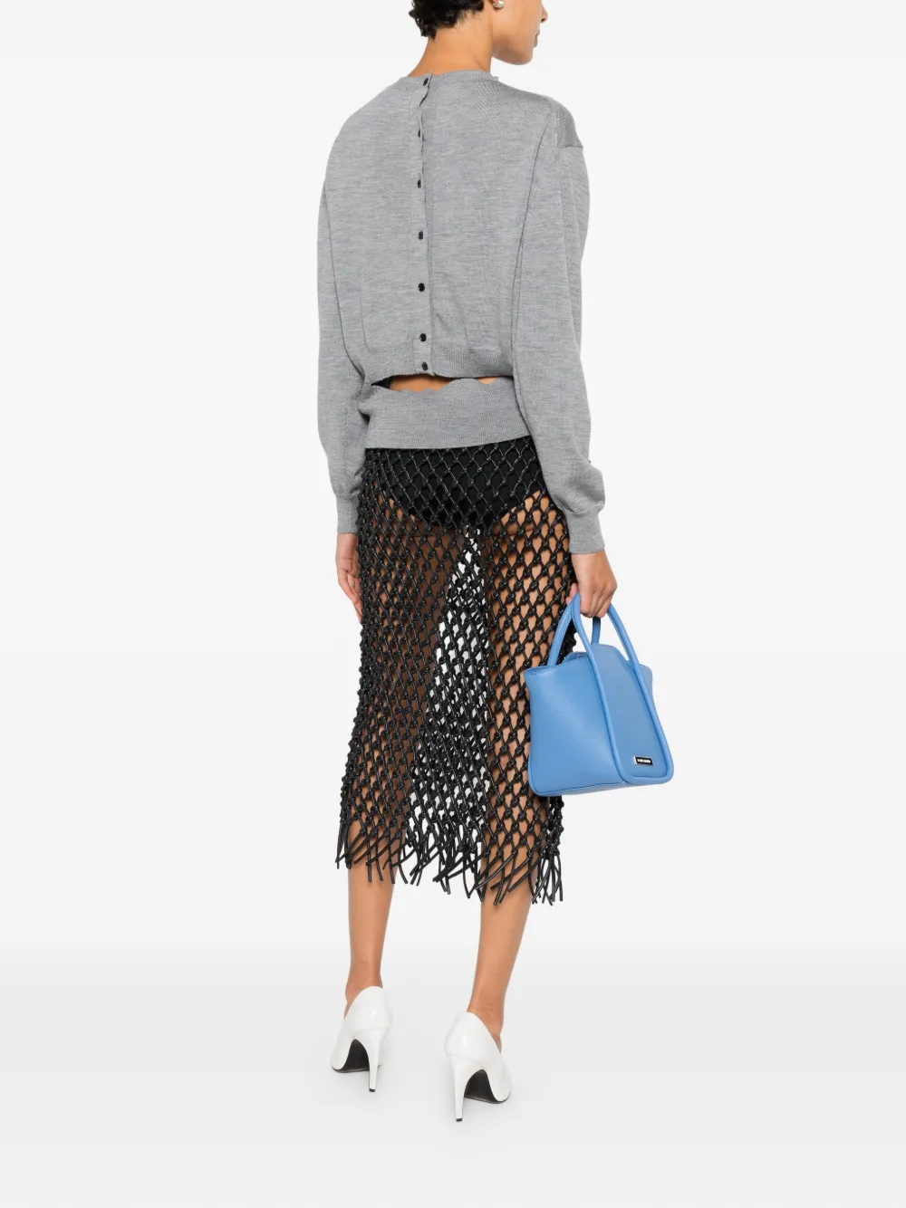 Marie Adam-Leenaerdt Button-up vest met uitgesneden details Grijs