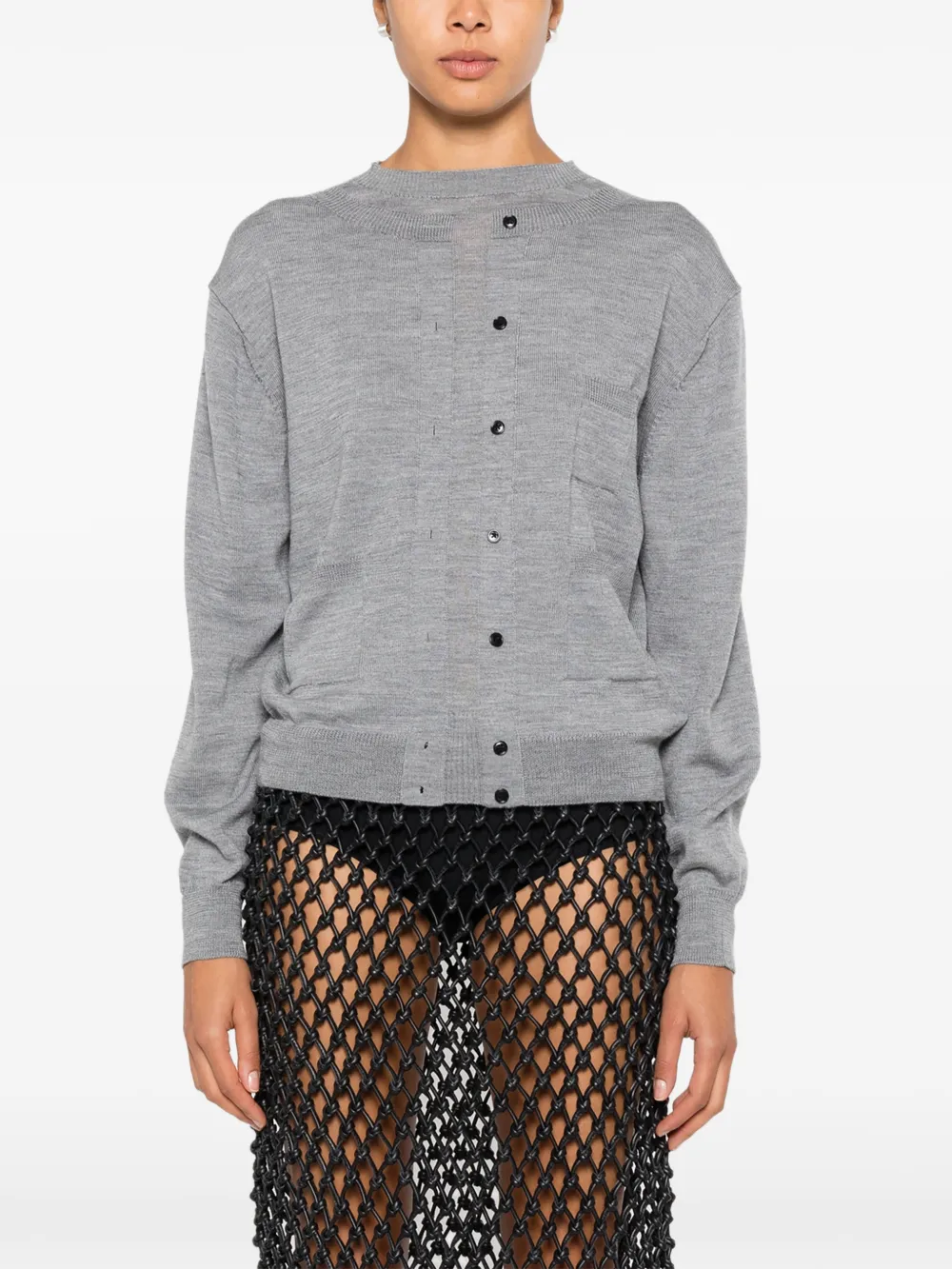 Marie Adam-Leenaerdt Button-up vest met uitgesneden details Grijs