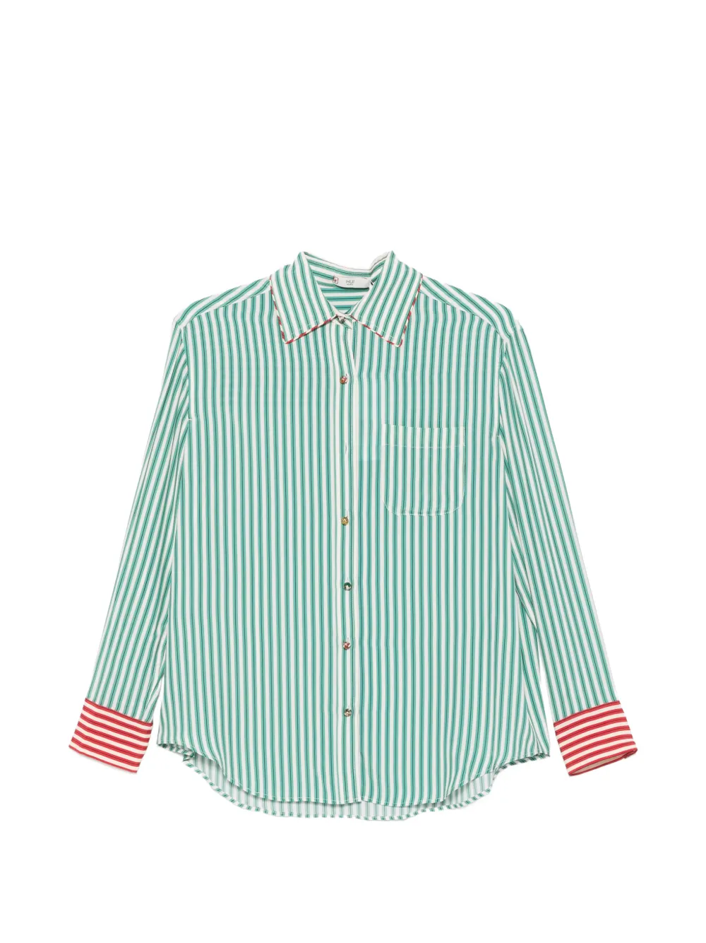 HUI MILANO Lilac striped-pattern chest-pocket shirt - Verde