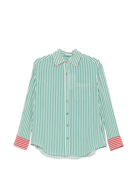 HUI MILANO Camisa Lilac listrada com bolso no busto