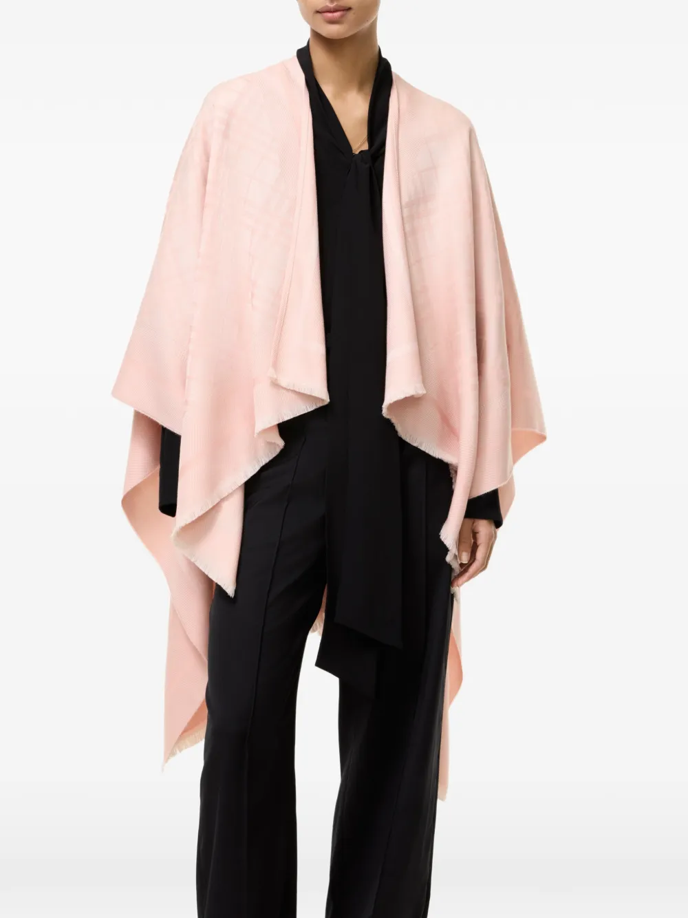 Burberry Geruite wollen kasjmier cape Roze