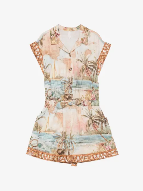 ZIMMERMANN Kids Mahon Playsuit mit Landkarten-Print