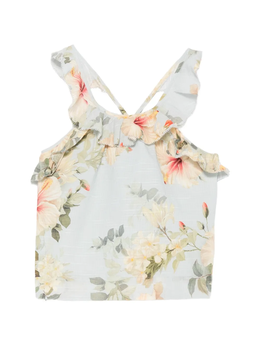 ZIMMERMANN Kids floral-print ruffled top - Blu