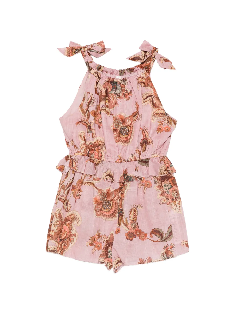 ZIMMERMANN Kids floral-print ruffled playsuit - Rosa