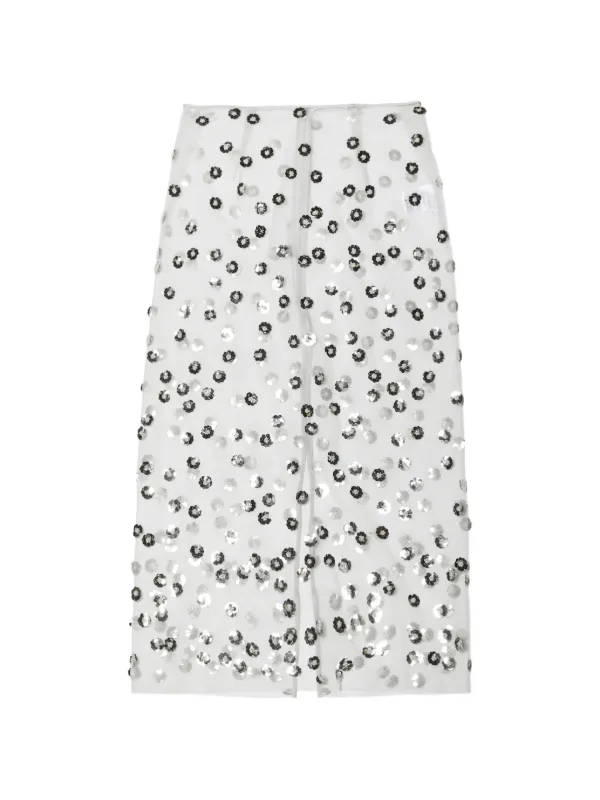 Cecilie Bahnsen Gus Sequin-embellished Midi Skirt in White