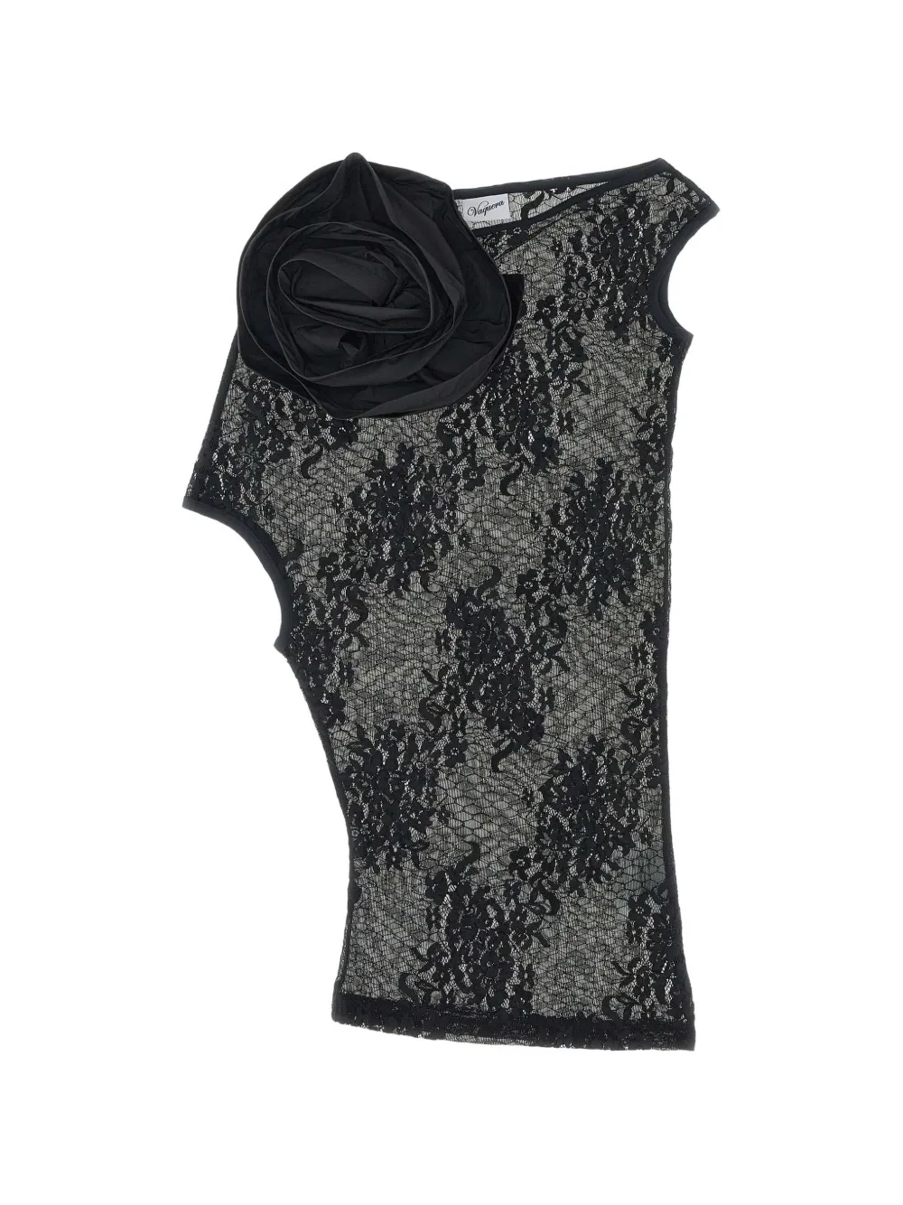 Vaquera floral-appliqué lace top - Nero