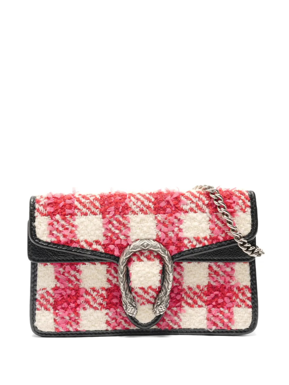 Pre-owned Gucci 2019-2020 Dionysus Gg Tweed Shoulder Bag In Red