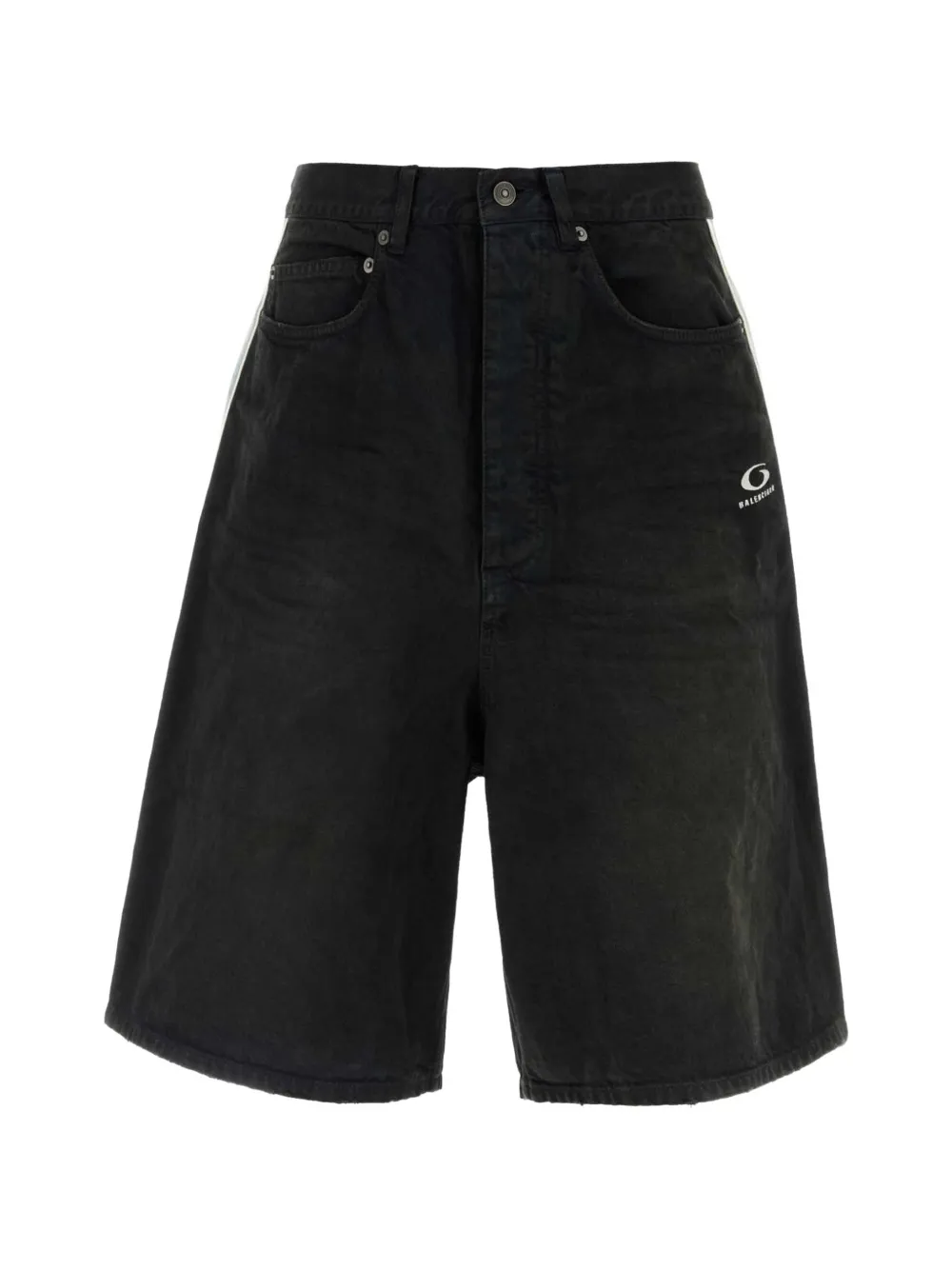 Balenciaga logo-print denim shorts - Black