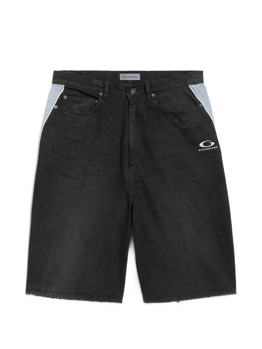Balenciaga logo-print denim shorts - Nero