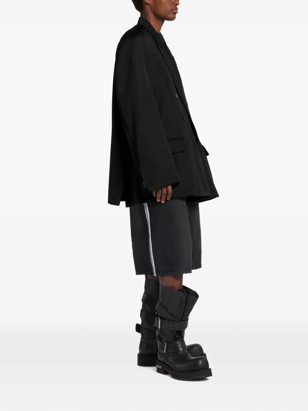 Balenciaga Denim shorts met logoprint Zwart