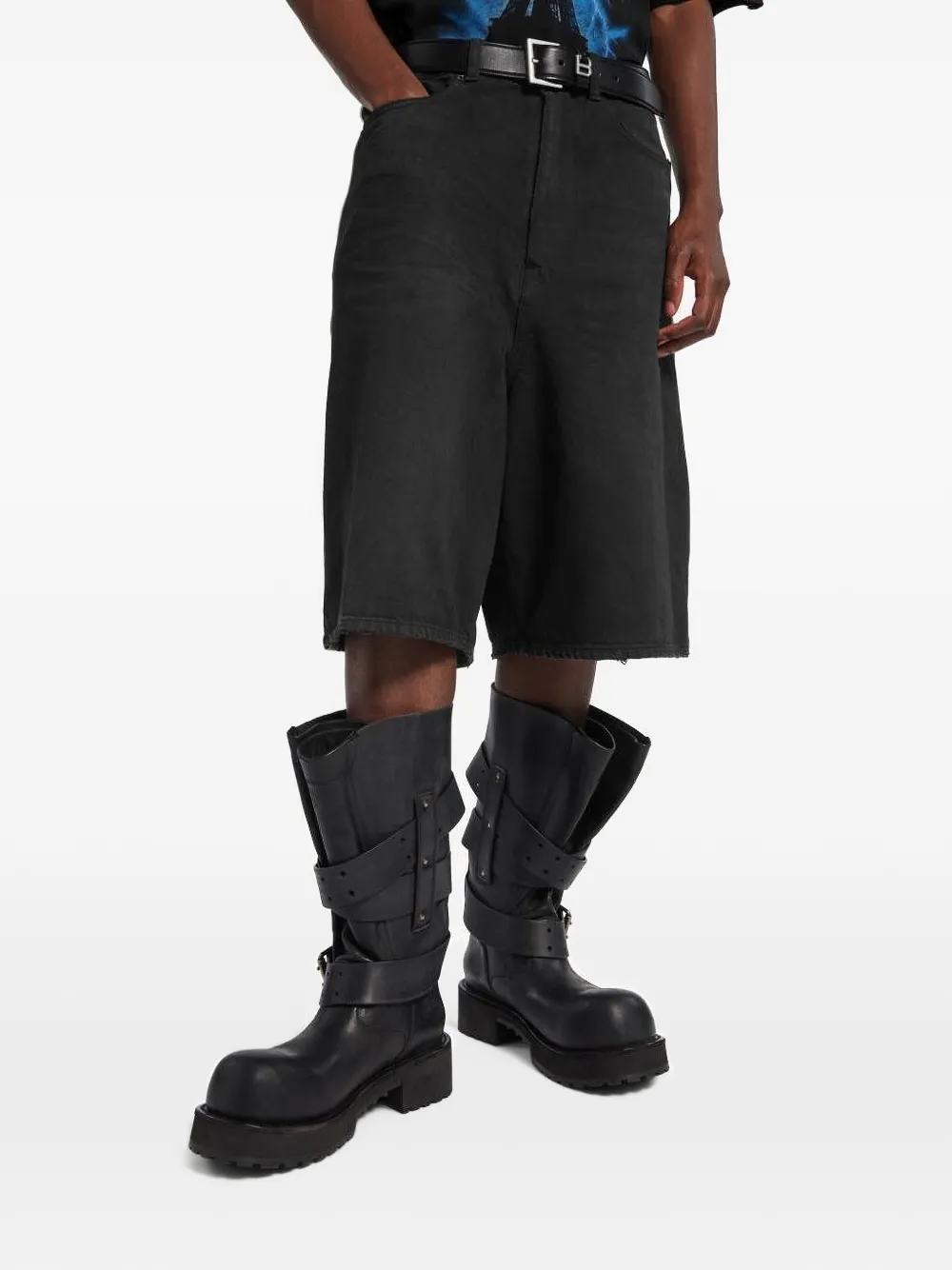 Balenciaga Denim shorts met logoprint Zwart