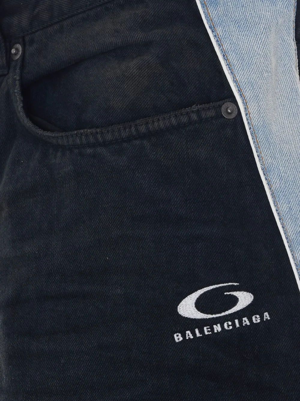 Balenciaga Denim shorts met afwerking Zwart