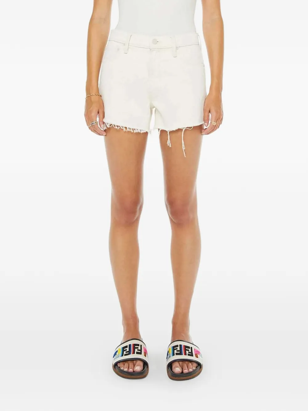 MOTHER Shorts The Dodger con frange - Bianco